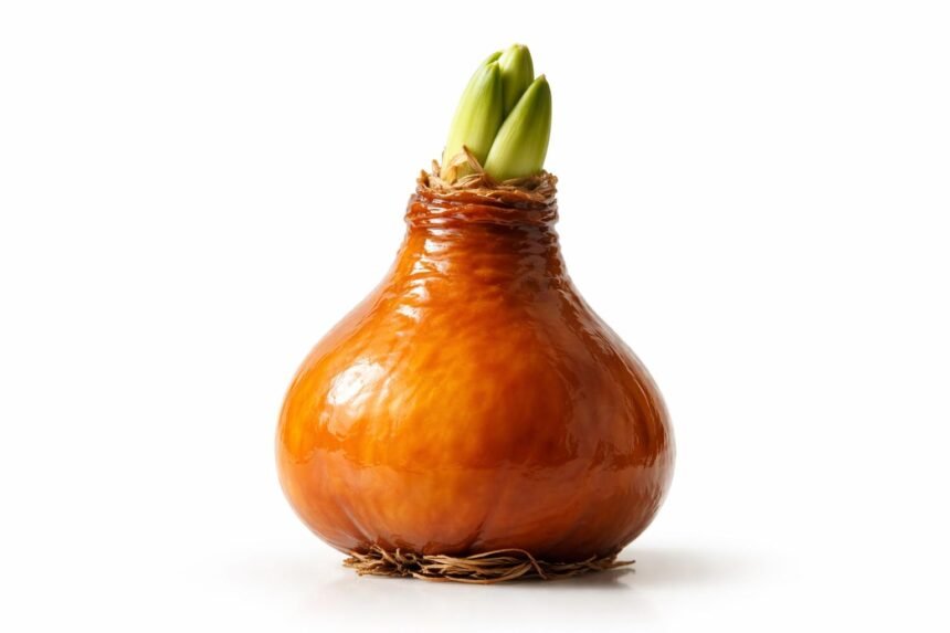 Nahaufnahme einer Amaryllis in Wachs, elegant, ohne Blumentopf oder Erde sichtbar