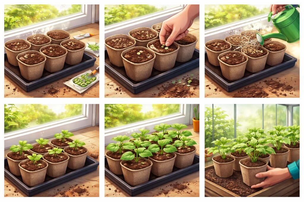 - Zucchini-Vorziehen: Aussaat, Keimung, Pflanzung in Topf und Beet unter besonderer Pflege.