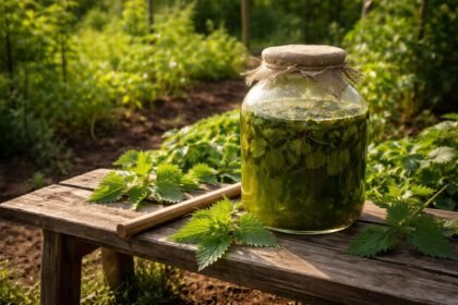 Brennnesseljauche im Eimer, aktives Gärtnern, ökologischer Dünger, Lagerung, Bodenpflege, Wirkung für Pflanzen