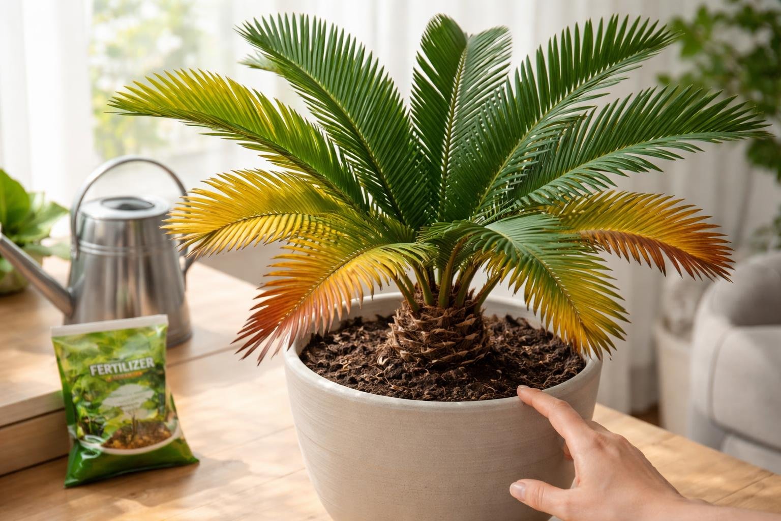 Cycas revoluta Palme hat gelbe Bltter: 5 hufige Ursachen - Gartenblues