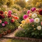 Bunte Dahlien in Beet und Kübel, Sommer- und Herbstzauber im Garten.