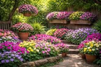 Fleißiges Lieschen im Schattenbeet, bunte Blüten, pflegeleicht, robust und langlebig.