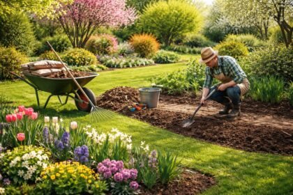 - Fröhlicher Frühling im Garten, Boden vorbereiten, Beete pflegen, Blütenpracht voraus.