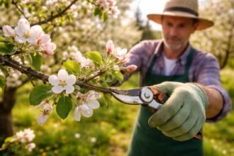 Frühlingsschnitt am Apfelbaum fördert Blütenbildung und Ertrag im Sommer deutlich sichtbar