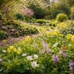 Frühlingswildblumen leuchten in Gras und Laub als inspirierende Gartenelemente für Gartenfreunde und Naturfans