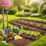 – Frühjahrsarbeiten im Garten: Vorbereiten, säen, düngen, gießen, schützen, pflegen und pflanzen.