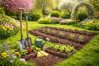 – Frühjahrsarbeiten im Garten: Vorbereiten, säen, düngen, gießen, schützen, pflegen und pflanzen.