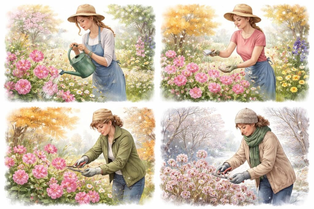 - Bechermalve, Pappelrose, Buschmalve, Lavatera trimestris: Gießen, Düngen, Schneiden im Jahreslauf.