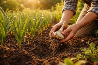 Knoblauch im Garten pflanzen und ernten, pflegeleicht, aromatisch, kontrollierter Anbau