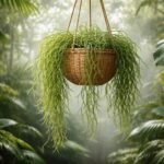 Hängender Korallenkaktus mit korallenartigen verzweigten Trieben im Wohnzimmer unter sanftem Licht