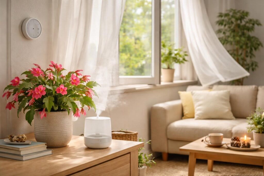 Weihnachtskaktus: Der ideale Standort - Hinweise Weihnachtskaktus zeigt ideale Standorte: feucht, gedämpft, frei von kalter Zugluft