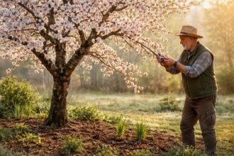 - Mandelbaum im zeitigen Frühjahr schützen, Blüten fördern, Triebe sicher austreiben.