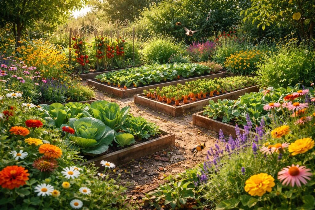 Tierische Hilfe im Gemüsegarten: So siedeln Sie Nützlinge an - Nützlinge im Gemüsegarten durch Blumen, Kräuter und Vielfalt anlocken mit bunter Blütenpracht