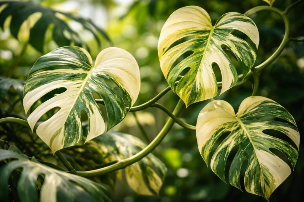8 beliebte Monstera-Arten: Sorten von A-Z Variegata-Monstera mit bunten Blättern, ideal für Sammler, Liebhaber exotischer Pflanzen