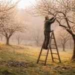 Obstbaum im Garten beim fachgerechten Schnitt, zeigt richtigen Zeitpunkt und Förderung gesundem Wachstum.