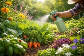Beet mit gesunden Pflanzen, Einsatz biologischer Wirkstoffe gegen Schädlinge sichtbar.