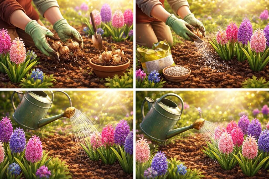 Hyazinthen – betörender Duft im Frühlingsbeet Hyazinthen im Frühlingsbeet, Duft liegt in der Luft, Gießen und Teilen.