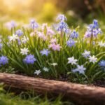 Frühblühende Zwiebelblumen im Garten erstrahlen mit Schneeglanz, Sternhyazinthe, Schneestolz überall