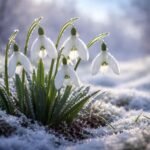 - Schneeglöckchen kündigen den nahen Frühling mit zarten weißen Blüten an