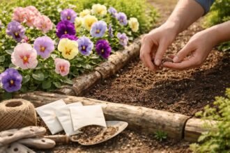 Frühlings-Stiefmütterchen im Beet, selbst gezogen, knackig bunt, starke Jungpflanzen aus Saatgut und Freude