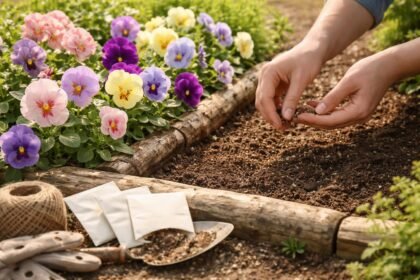 Frühlings-Stiefmütterchen im Beet, selbst gezogen, knackig bunt, starke Jungpflanzen aus Saatgut und Freude