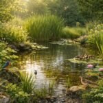 Sumpfpflanzen schaffen feuchte Lebensräume, kleine Teiche, farbenreiche Uferzonen, artenreich und einladend.