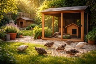 - Leise Wachteln im Garten, kompakte Gehege, frische Eier, ruhige Nachbarschaft, Freude dabei