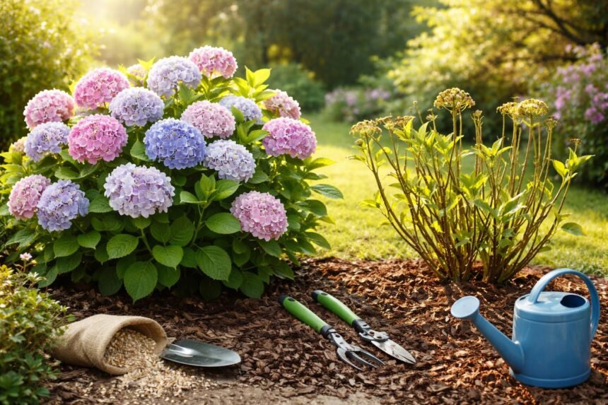 - Standort, Schnitt, Nährstoffe, Witterung beeinflussen Hortensienblüte oft zusammen und verhindern eine gelingende Blüte.