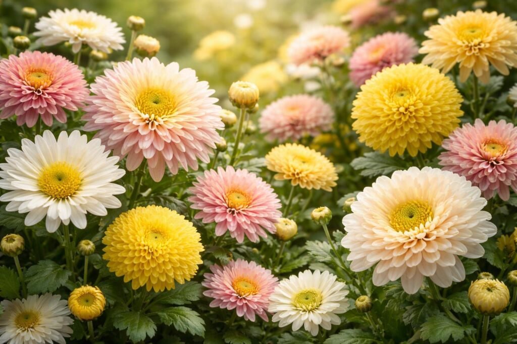 Verschiedene Chrysanthemen-Arten wie Chrysanthemum indicum und Verwandte im Überblick für Gärtner und Pflanzenliebhaber