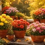 Chrysanthemenvielfalt im Herbstgarten; Chrysanthemum indicum im Fokus; bunte Blütenpracht; Sorten für Töpfe und Beete