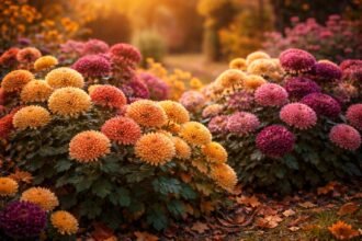- Herbstliche Chrysanthemen mit vielfältigen Farben, langer Blütezeit, robust und pflegeleicht.