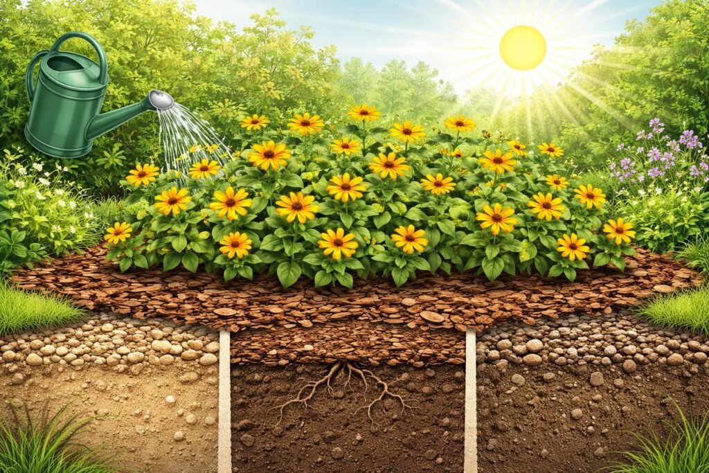 - Idealer Standort: Sonne, gut drainierter Boden, regelmäßige Pflege, ausreichend Wasser.