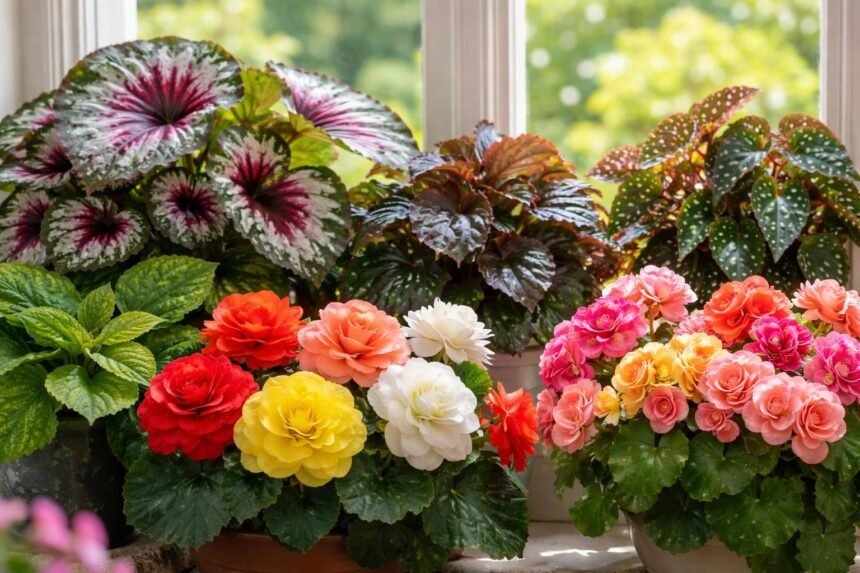 - Begonien Vielfalt: Blätter, Blüten, Formenvielfalt, Balkon, Beet, Fensterbank im Fokus.