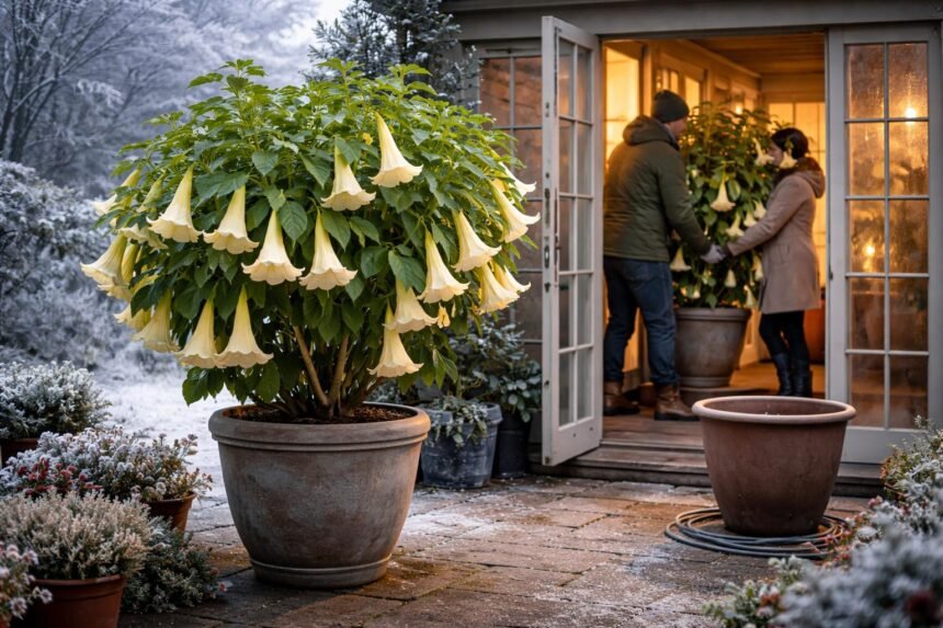 - Engelstrompete winterfest machen: richtigen Rückschnitt, passenden Standort, Wasserbedarf und Lagerung beachten.