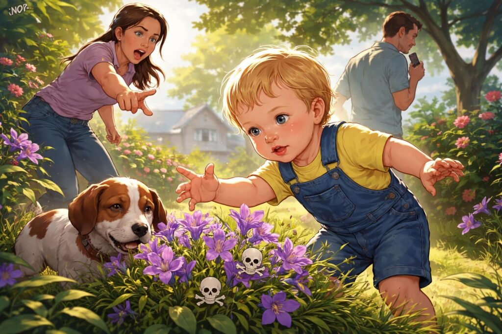 Giftige Glockenblume im Garten: Gefahr für Kinder, Haustiere und Menschen.