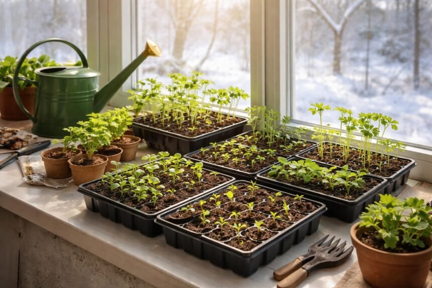 Gemüse vorziehen auf der Fensterbank: Die größten Vor- und Nachteile Junge Gemüsepflänzchen stehen im hellen Fensterbanklicht und wachsen geduldig für die Frühlingsernte.