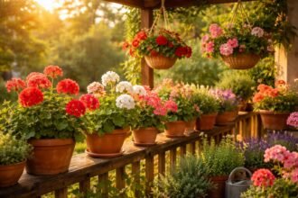 - Geranien am sonnigen Standort, richtige Pflanzzeit beachten, Begleitpflanzen auswählen, stabil blühen
