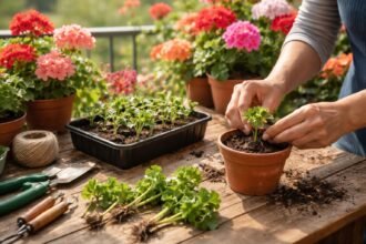 - Stecklinge von Geranien zeigen einfache Vermehrung im Frühling, Samen auch möglich.