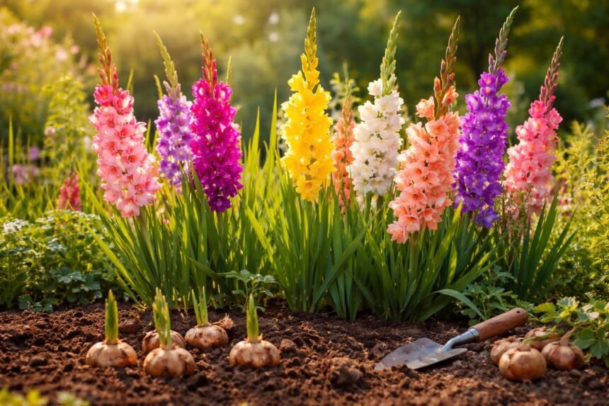 Gladiolen: Hilfreiche Tipps zum Einpflanzen - Gladiolen sorgfältig pflanzen: Boden vorbereiten, Knollen setzen, sommerliche Blütenpracht sichern