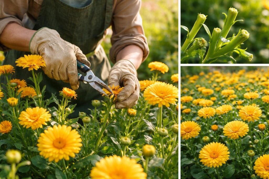 Gärtner schneidet Goldlackpflanzen vorsichtig zurück, um reichhaltigere Blütenbildung zu fördern.