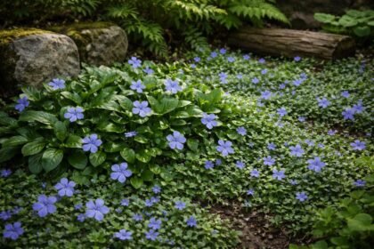 - Großes und Kleines Immergrün schmückt Schattenbeete das ganze Jahr mit glänzendem Laub.