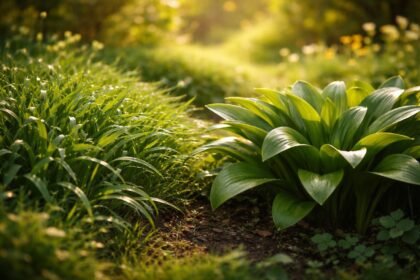 Herbstzeitlose im Beet: Blätter; Giftigkeit; Verwechslungsgefahr mit Bärlauch; Merkmale klar erkennbar.