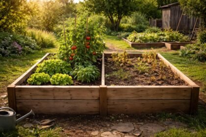 - Hochbeet-Fails zeigen frustrierte Salat- und Tomatenpflanzen beim Wachstum, trotz richtiger Pflege.