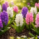 - Hyazinthen im Frühlingsgarten: duftend, farbenfroh, pflegeleicht, dicht blühender Teppich im Sonnenlicht.