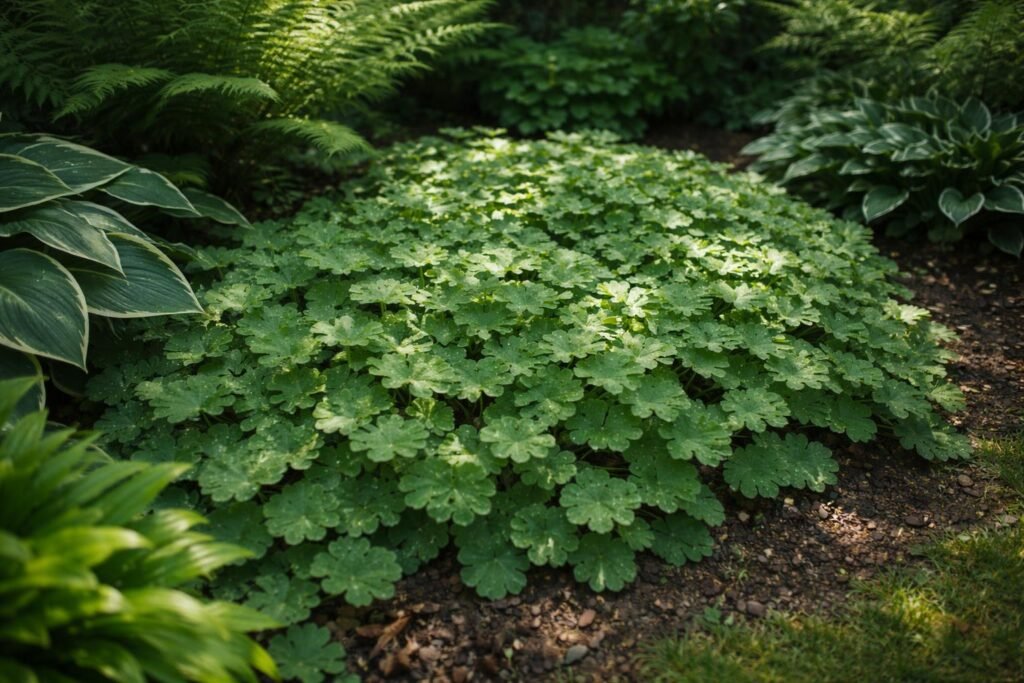 - Idealstandort für Frauenmantel: Licht, Boden, Nachbarn beachten, anpassen und schützen.
