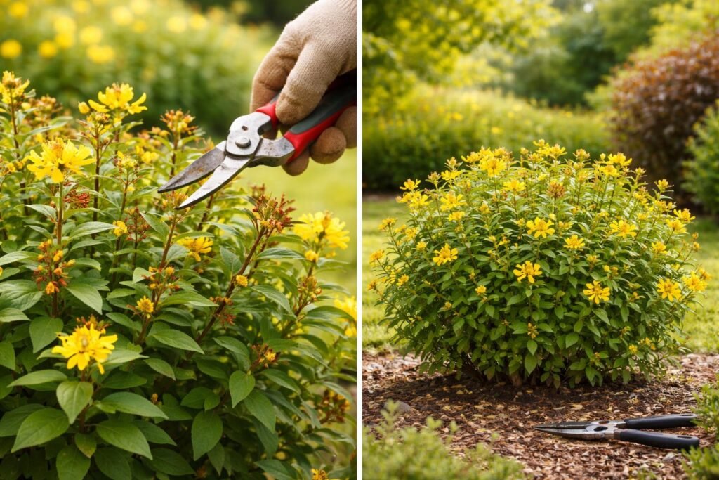 Johanniskraut: Standort, Schneiden & Verwendung als Heilpflanze Nahaufnahme des Johanniskrauts beim richtigen Schneiden, Zeitpunkt und Technik erklärt