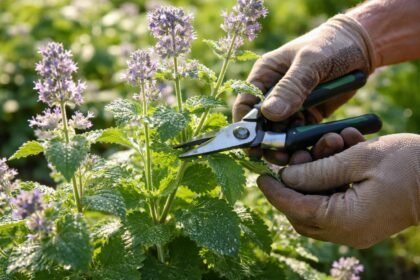 Katzenminze im Beet, grüne Blätter, zarte Triebe, sonnig und duftend
