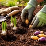 Krokusse im Beet, frühblühend, mit richtiger Tiefe und Standortwahl gepflanzt