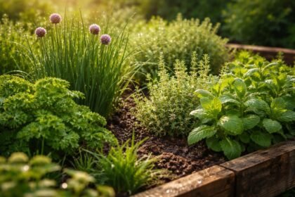 - Frühling, Kräuter im Beet, frische Aromen, sonnige Standorte, sorgfältige Pflege.