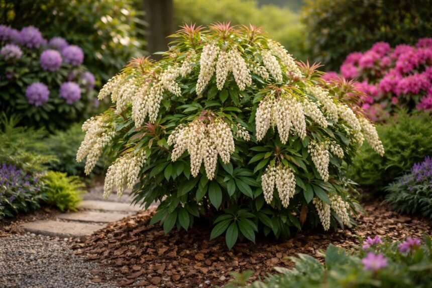 • Lavendelheide begeistert mit Glöckchenblüten; robuste Schattenpflanze für halbschattige Gärten und Kübelkultur geeignet.